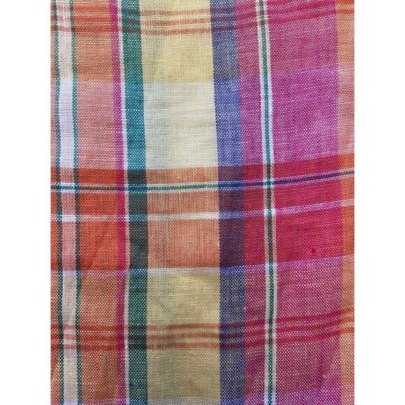 Ralph‎ Lauren Sport Pink Yellow Madras Plaid Linen Pencil Skirt Sz 6 Preppy - Picture 6 of 9